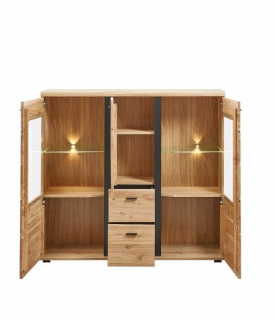 Nbytek do obvacho pokoje a jdelny ATLANTA_ highboard 1L 17 HU 22_ rozmry /v/h_ 145/134/38 cm_ oteven_ vetn LED osvtlen_ obr. 11